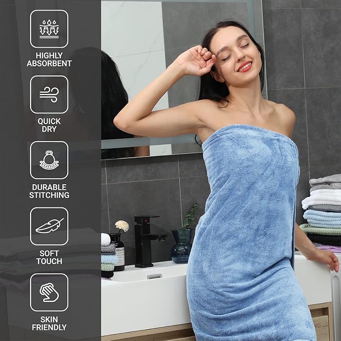 Ultra Soft Bath Towels Extra Large 35x70 Inches, 4 Pcs Bath Sheets 600 GSM Quick Dry Bathroom Towels Set for Hotel Camping Swim, Absorbent Oversized Shower Towels Blue