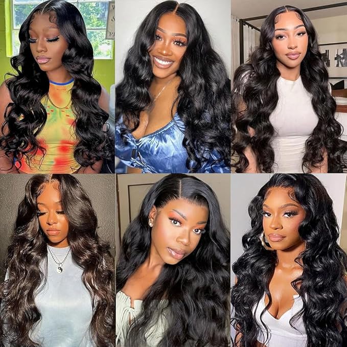 Real Human Hair Bundles Body Wave 14 16 18 Inch with 12 Inch Lace Closure, 3 Bundles Unprocessed Natural Black Remy Brazilian Virgin Cambodian Hair Wavy, 1b, No Tangle No Shedding