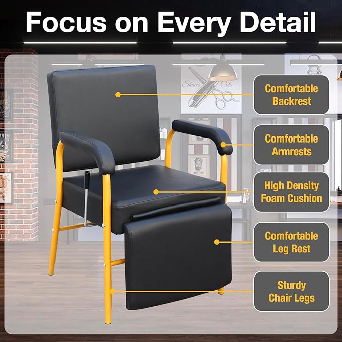 Reclining Shampoo Chairs Adjustable Height Shampoo Chairs for Salon Barber Chair Hair Stylist Chair Recline Salon Chair Spa Beauty Equipment for Hair Stylists, Tattoo Artists, Cosmetologists（Gold）