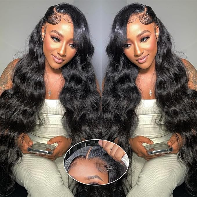 250% Density Glueless Wigs Human Hair Pre Plucked Pre Cut 7x6 HD Lace Closure Wigs Human Hair Body Wave Lace Front Wigs Human Hair for Women Drawstring Glueless Wigs for Beginners 20 inch