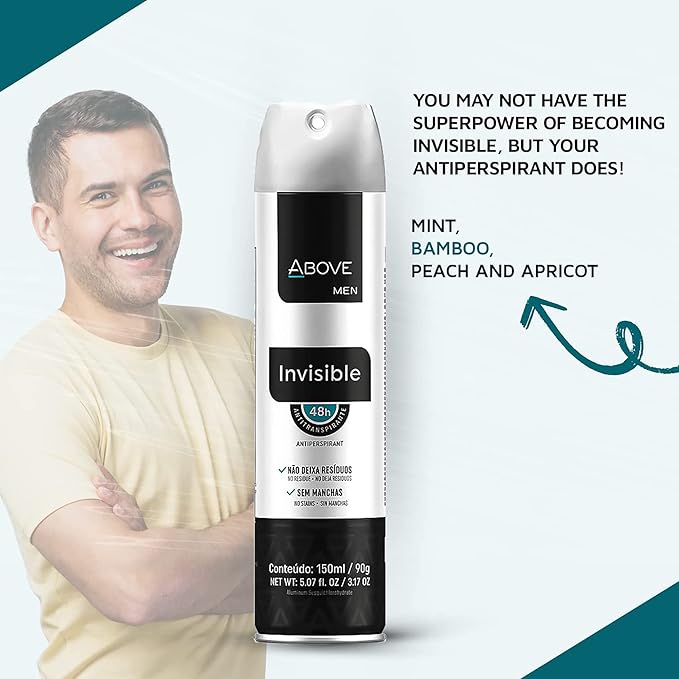 ABOVE Invisible - 48 Hours Antiperspirant Deodorant for Women - Fennel Fragrance - Dry Spray Protects Against Sweat and Body Odor - Delivers Instant Freshness - Stain and Alcohol Free - 3.17 oz