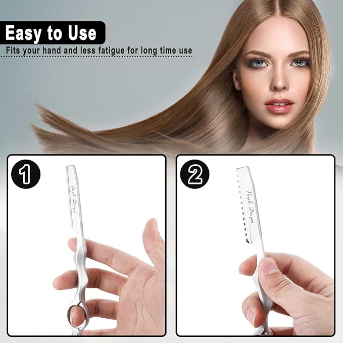 Hair Razors For Cutting Hair 7" Mental Thinning Styling Razors with 10 PCS Sharp Stainless Steel Blades Professional Hair Styling Tool for Salon and Home (Silver)