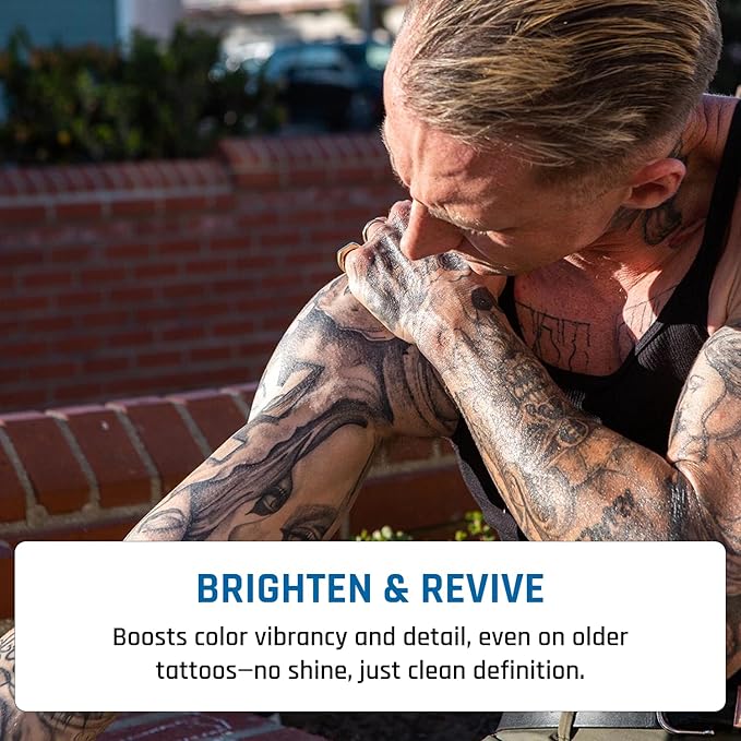 Derm Dude Tattoo Aftercare Brightening Balm | Moisturizing Balm to Heal Protect & Rejuvenate New & Existing Tattoos | Non-Greasy Formula with Dragon's Blood, Shea Butter & St John's Wort, Citrus 2oz