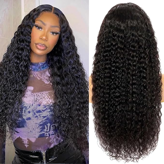 28 Inch Deep Wave Lace Front Wigs Human Hair 13x6 Deep Curly Frontal Wig Pre Plucked 200% Density HD Transparent Lace Front Wigs for Black Women Deep Wave Frontal Wigs with Baby Hair