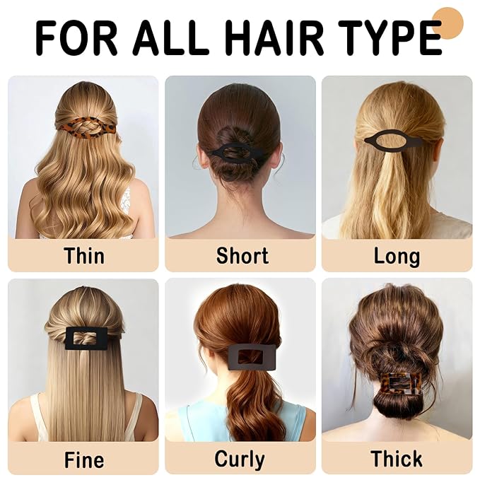 6 PCS French Flat Hair Clips for Women, 2 Styles Lightweight Large Thick Hair Claw Clips for Long Hair, Strong Hold Styling Barrettes Accessories for Driving Yoga - Leopard1