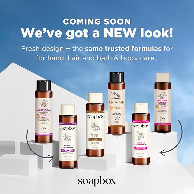 Soapbox Argan Shampoo & Conditioner Set, Volumizing, Vegan, Color Safe, Harsh Sulfate & Silicone Free, 1 Liter Each (Pack of 2)