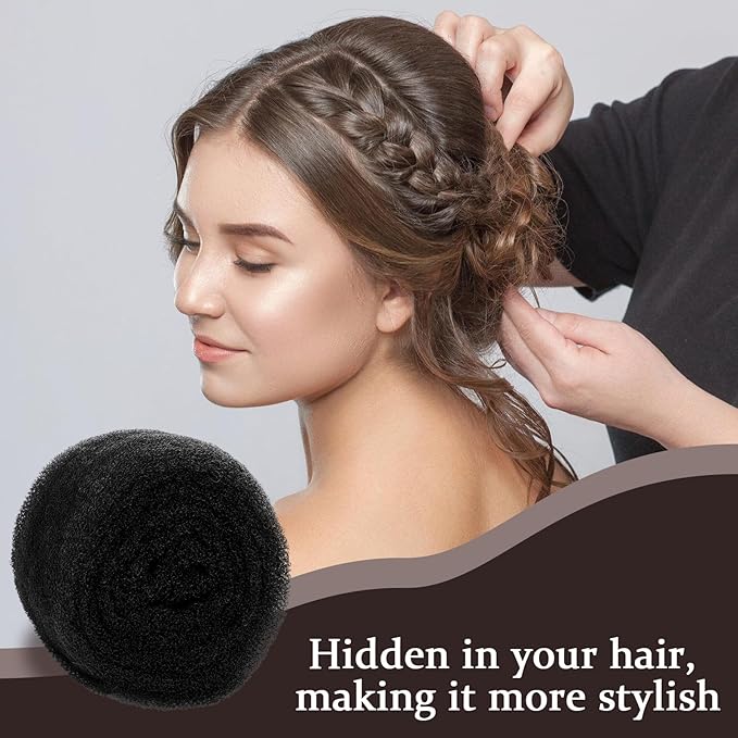 Hair Bumps for Volume Insert, Hair Sponge for Updo - Hair Mesh Filling Padding for Women - Bobby Pins - U Shape Hair Pin, Comb and Plastic Clips, Black
