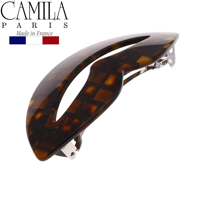 Camila Paris CP2969 French Hair Barrette Clip for Girls, Handmade Kiss Brown, Strong Hold Grip Hair Clips for Women, No Slip Automatic Closure, Durable Styling Girls Hair Accessories, Made in France