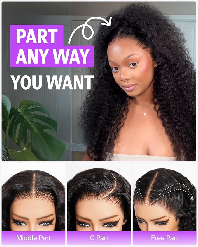 13x6 Glueless Lace Front Wigs Human Hair Pre Plucked Pre Cut 220% Density Burmese Curly With Drawstring Wig Human Hair HD Ear-to-Ear Lace Frontal Deep Wave Wig 20 Inch