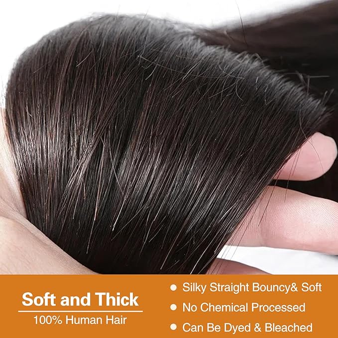 Straight Bundles Human Hair 20 22 24 Inch 10A 100% Unprocessed Brazilian Human Hair 3 Bundles Straight Hair Virgin Deals Human Hair Extensions Natural Color