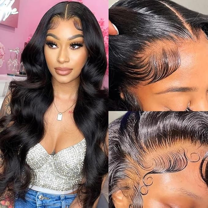 13x6 Lace Front Wigs Human Hair 200 Density Body Wave Lace Front Wigs Human Hair HD Transparent Wigs for Women Glueless Wigs Human Hair Natural Color 22 Inch