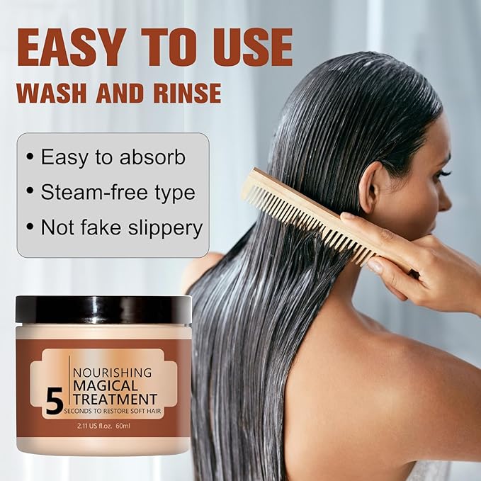 Nourishing Magical Treatment,Hair Repair Cream,Magical Hair Mask,5 Seconds to Restore Soft Hair,Deep Conditioning Hair Mask for Dry Damaged Hair (2pcs)