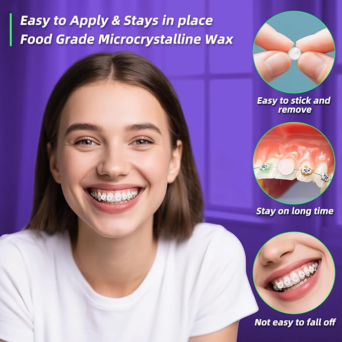 Orthodontic Wax for Braces - 180 Dental Wax Dots | Hygienic Individual Wraps, Unflavored