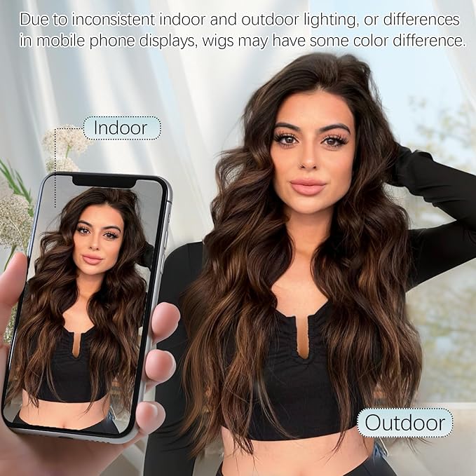 KooKaStyle Clip in Hair Extensions for Women,7PCS 20 Inch Dark Brown Hair Extensions Clip Ins Soft and Natural Hair Pieces for Women Thick Long Wavy