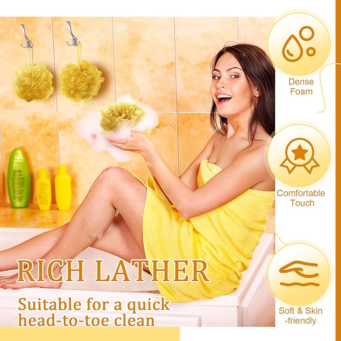 12 Pcs Christmas Bath Loofah Sponge Red Green Loofah Exfoliating Body Scrubber Shower Sponge 50g Mesh Shower Pouf Balls Gift Set for Women Men Bathing Accessories(Gold)