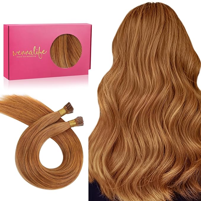 WENNALIFE I Tip Hair Extensions Real Human Hair, 100g 100s 22 Inch Auburn Ginger Remy Itip Human Hair Extensions Invisible Itips Straight I Tips Cold Fusion Extensions