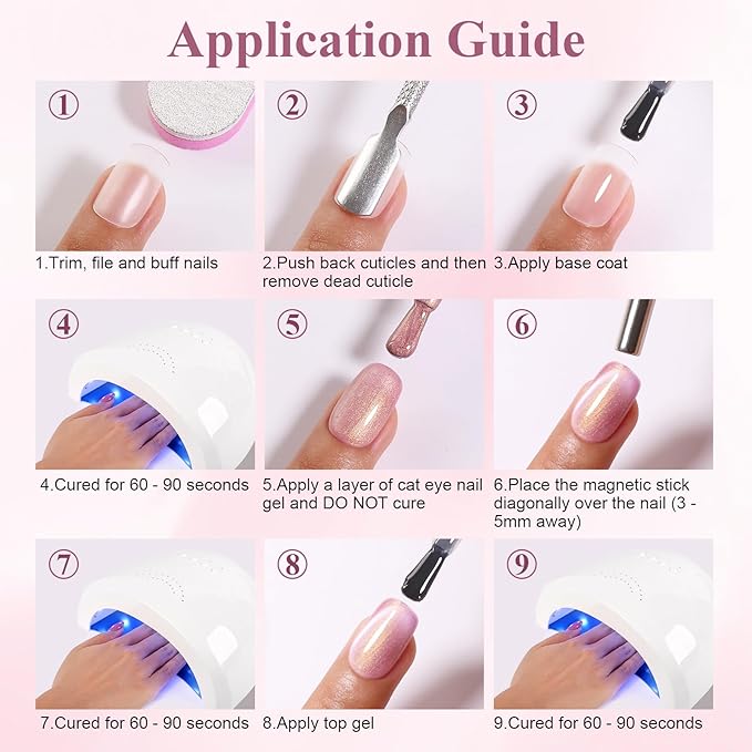10ml Hema Free Red Cat Eye Gel Nail Polish Soak Off Long Lasting Holographic UV/LED with Magnetic Stick Gift for Women 1Pcs
