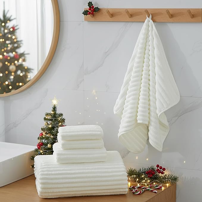 Extra Large Bath Towel Set of 6 (40"x80"),Oversized Bath Sheet Super Soft Highly Absorbent Microfibers Quick Dry Luxury Shower Towel for Bathroom Spa Gym Hotel Yoga(White, 6Piece)