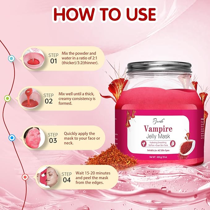 Jelly Masks for Facials Professional, Vampire Jelly Mask Powder with Mixing Bowl Set, Peel Off Face Mask Skincare for Hydrating, Smoothing, Christmas Spa Hydrojelly Masks Gifts for Women