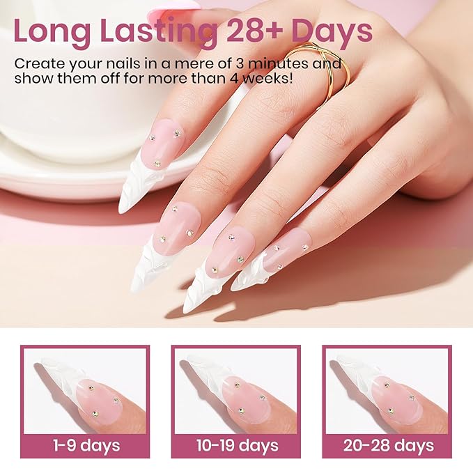 MIZHSE 3D Nail Gel, 2 Pcs 15g 3D Sculpting Gel for Nail Art, No Wipe Clear and Milky White Molding Gels for Nails Decoration Manicure Charms Home DIY