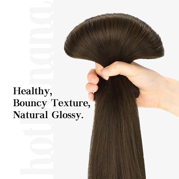HOTBANANA Human Hair Clip in Hair Extensions, Chocolate Brown 120g Clip in Hair Extensions Real Human Hair Straight Remy Hair Clip in Hair Extensions 18 Inch 7pcs