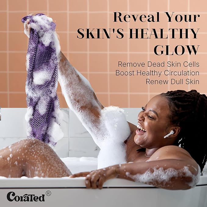 CORATED African Net Sponge Authentic, Shower Loofah Exfoliating Bath Sponge, Body Scrubber for Women and Men Daily Use Body Care, Travel Portable Bath Accessories Spa Gifts