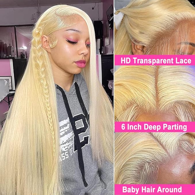 Tuneful 613 13x6 Lace Front Wig Human Hair Pre Plucked 613 HD Lace Frontal Wig 13x6 250 Density Blonde Wig Human Hair 20 Inch Straight Lace Front Wigs
