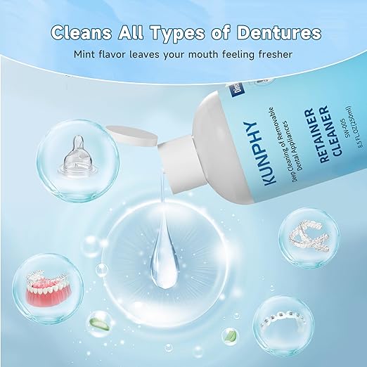 2 Pack Ultrasonic Retainer Cleaner Solution for Sonic Denture Cleaner-Professional Cleaning of Retainers, Invisible Aligners, Mouth Guards, Night Guards, Remove Odors, Discoloration & Stains 8.5oz