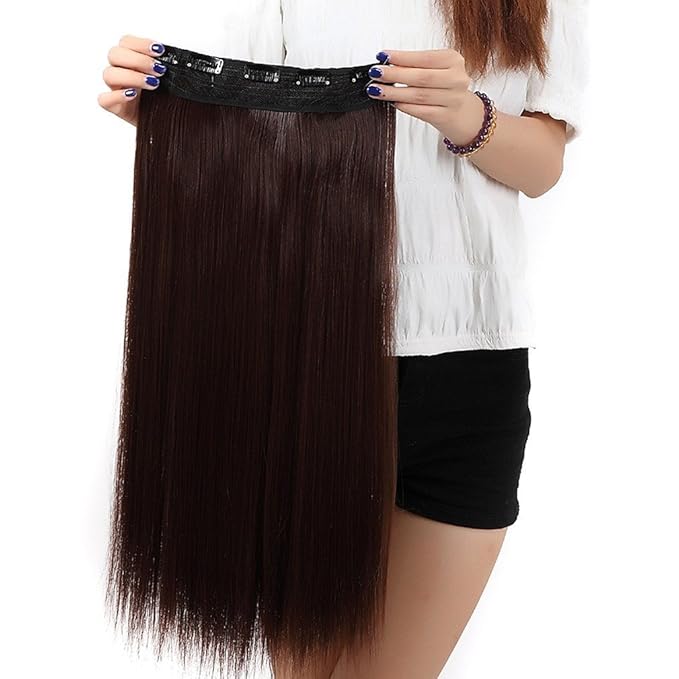 S-noilite® Trendy Medium Brown 30" Straight Curly 3/4 Full Head One Piece 5clips Clip in Hair Extensions Long Poplar Style for Xmas Gifts