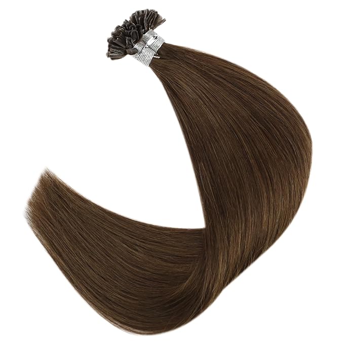 Full Shine Utip Human Hair Extensions Color 4 Medium Brown 22 Inch Straight Long Human Hair Fusion Extensions add Length 50 Grams K Tip Hair Extensions Real Human Hair