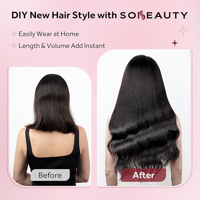Clip in Hair Extensions Real Human Hair, Remy Hair Clip in Extensions Human Hair, Natural Black 100% Human Hair Extensions for Women #1B 18Inch 120G 7PCS