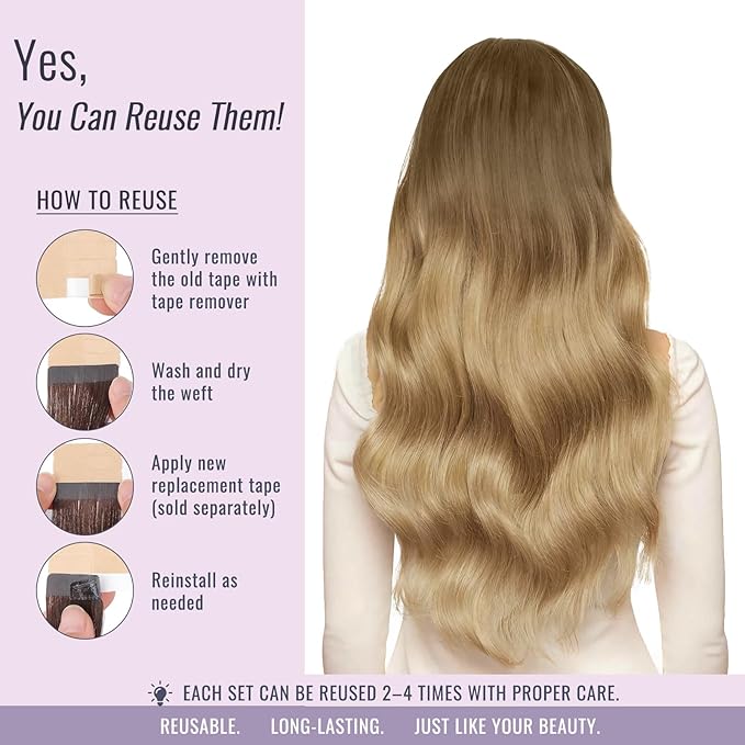 Fshine Real Human Hair Tape in Extensions Color 10 Golden Brown to 14 Dark Blonde Extensions 22 Inch Natural Hair for Women 50 g 20 pcs,Designed to Boost Volume & Length