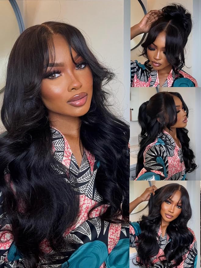 Julia Hair HD Real Scalp Glueless Wig 13x4 Pre Everything Skin-melt Lace Front Wigs Human Hair Loose Wave with Face Framing Invisi Drawstring Bleached Knots Natural Hairline 180% Density 18 Inch