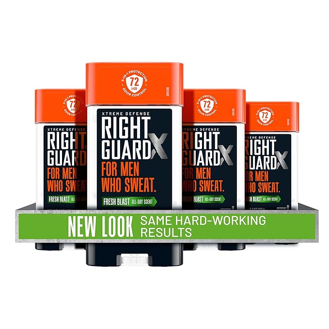 Right Guard Xtreme Defense Antiperspirant Deodorant Gel, Fresh Blast Scent - 5-in-1 Deodorant Men Can Trust, 72-Hour Odor Control, Invisible Gel for Men, 4 oz (4 Pack)
