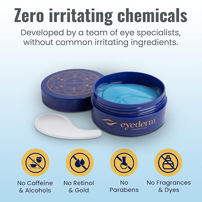 Eyederm Cosmetics Hydra-Gel Under Eye Patches | Hydrogel Eye Masks for Dark Circles, Puffiness & Fine Lines | Ophthalmologist-Developed, Free From Fragrances & Retinol | 30 Pairs