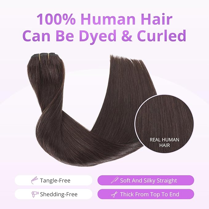 Clip in Hair Extensions Real Human Hair,100% Seamless Invisible Remy Human Hair Silky Straight,Clip Extensions for Women, 8pcs Per Set with Double Weft,2 Dark Brown,18inch 100g/3.5oz