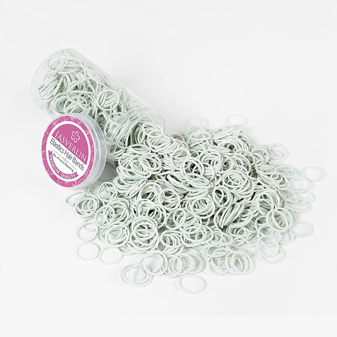Small White Rubber Bands, Tiny Mini Toddler Hair Ties Elastic RubberBands Ponytail Holder Scrunchies for Girls Baby Women 1/2 inch 1000pcs