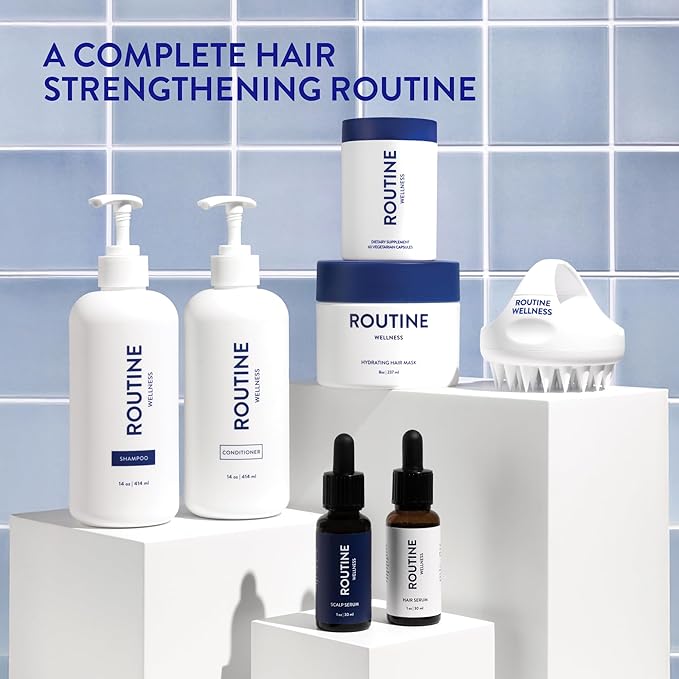 Routine Wellness Anti-Thinning Shampoo and Conditioner Set for Thinning Hair - Biotin DHT Blocker Women & Men - Color Safe Shampoo for Hair Loss & Healthier Hair - Cucumber (Pack of 2)
