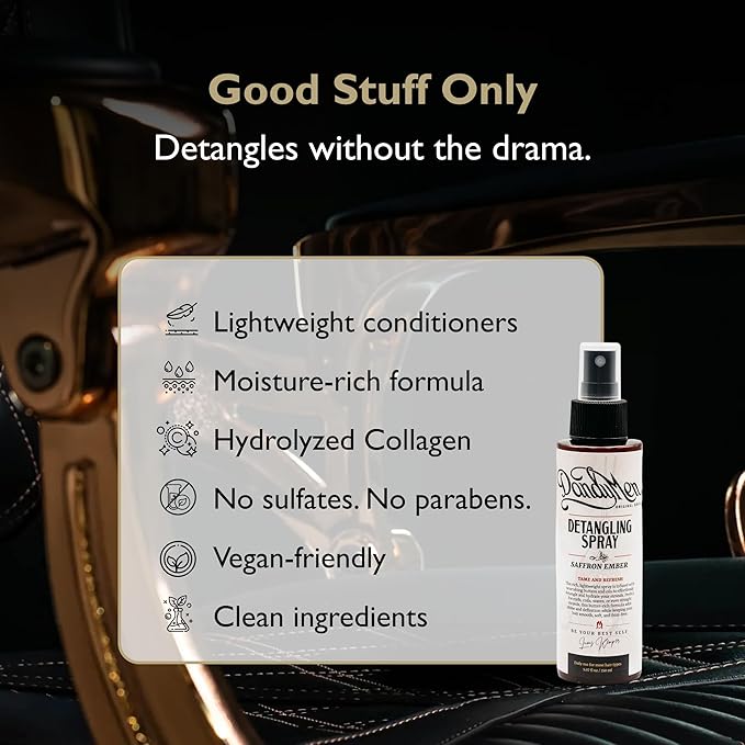 Detangling Spray for Men – Leave-In for Curly, Wavy & Textured Hair – Softens & Smooths – 5.7 oz