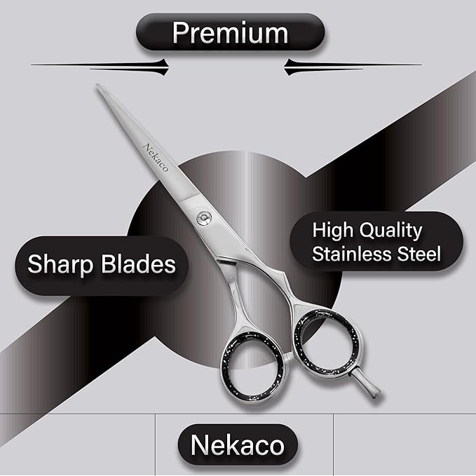 Professional 6.5 Inch Silver Stainless Steel Hair Cutting Scissors, Hair Shears for Barber Salon & Home