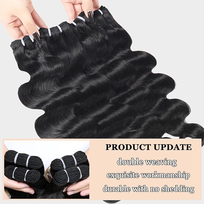 Body Wave Bundles Human Hair 20 22 24 26 Inch 12A Body Wave 4 Bundles 100% Unprocessed Brazilian Virgin Remy Hair Body Wave Human Hair Bundles Hair Extensions Natural Color
