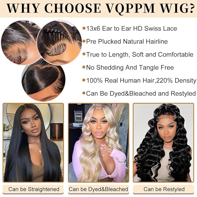 26 Inch 13x6 Lace Front Wigs Human Hair 220 Density Body Wave HD Lace Front Wigs Human Hair Pre Plucked Natural Color Real Virgin Human Hair Lace Front Wigs for Women