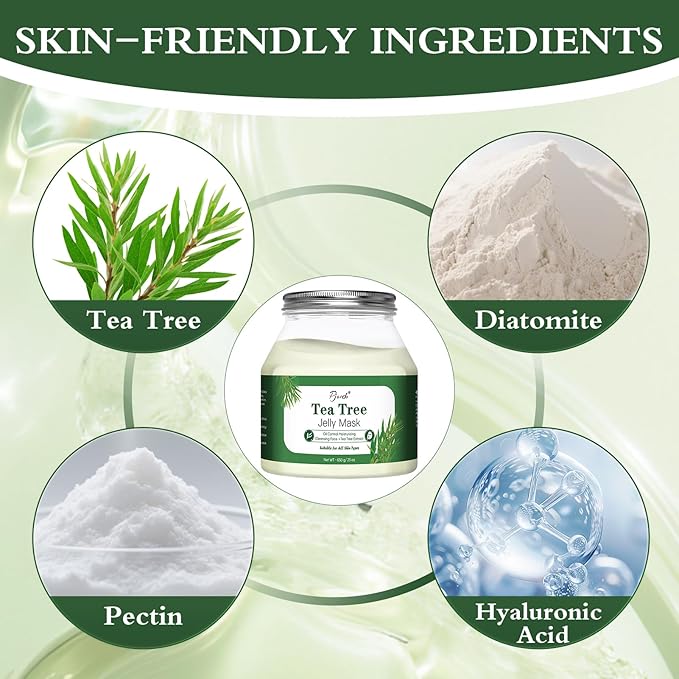 Powder Jelly Mask for Facials Professional, Peel Off Facial Mask for Hydrating & Moisturizing, Christmas Hydrojelly Mask Gifts for Women Men, Home DIY Spa Use for All Skin with Tea Tree