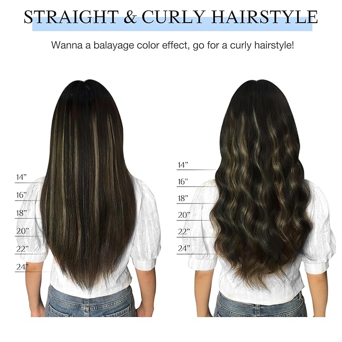 DOORES Remy Human Hair Extensions Clip in, Medium Brown Highlighted Dirty Blonde 22 Inch 7pcs 120g, Clip in Hair Extensions Real Natural Hair Extensions Straight Thick
