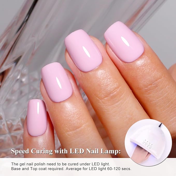 Imtiti Baby Pink Gel Polish, 1Pcs Barely Pink Soak Off UV LED Gel Nail Polish Long Lasting Manicure Salon DIY at Home(0.34 Fl Oz-1919)