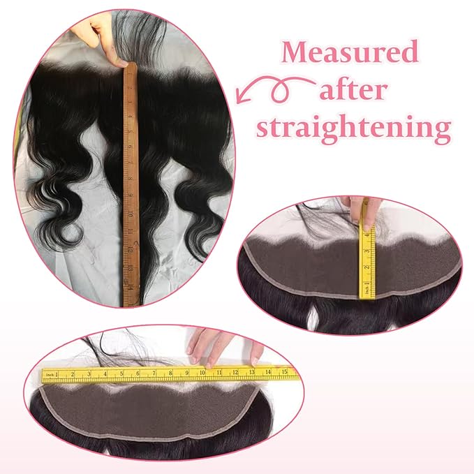 13x4 Lace Frontal Closure Body Wave Human Hair Ear to Ear HD Lace Frontal Closure Free Part Brazilian Body Wave Hair Extensions 150% Density Human Hair Pre Plucked with Baby Hair 16 Inch