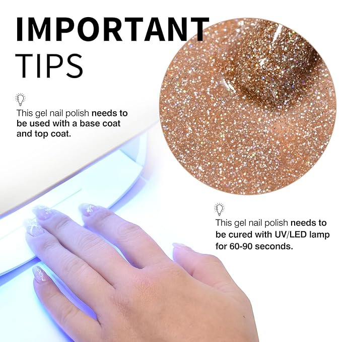 CANNI Glitter Gel Nail Polish – 1pcs 9ml Light Taupe Color, Diamond Glitter Series, Soak Off UV LED Gel Nail Polish for DIY Nail Art, Salon or Home Manicure