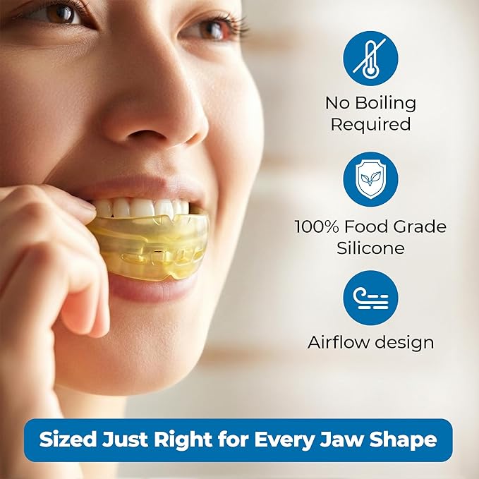 Reviv R1 Mouth Guard for Grinding Teeth at Night | Food-Grade Silicone Night Guard (Large Yellow)