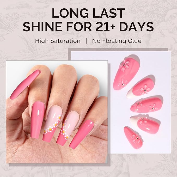 MelodySusie 0.5fl oz Bright Pink Gel Nail Polish, Nails Soak Off UV LED Light Pink Gel Polish Gift for Women Nail Art Manicure Salon DIY Nail Design Decoration at Home-A2615
