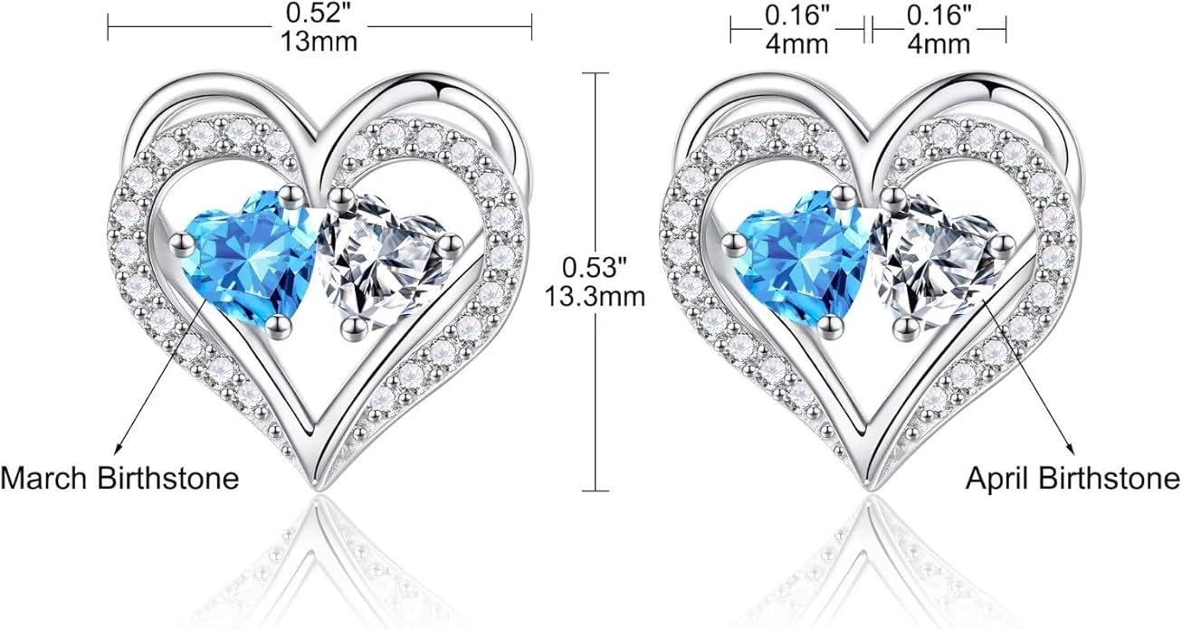 Iefil Christmas Gifts for Women Wife - 925 Sterling Silver Birthstone Earrings, Anniversary Birthday Gifts for Women Wife Girlfriend Mom